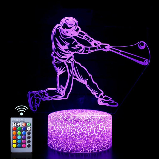 Sports 3D Lamp Night Light with Remote & Touch Control,Multiple Colors, Adjust Brightness 