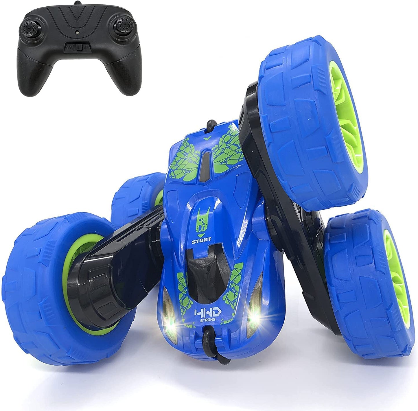 RC Stunt Car Remote Control Cars Toy with Lights Double-Sided Driving 360-Degree Flips Rotating Cars Toys, Blue