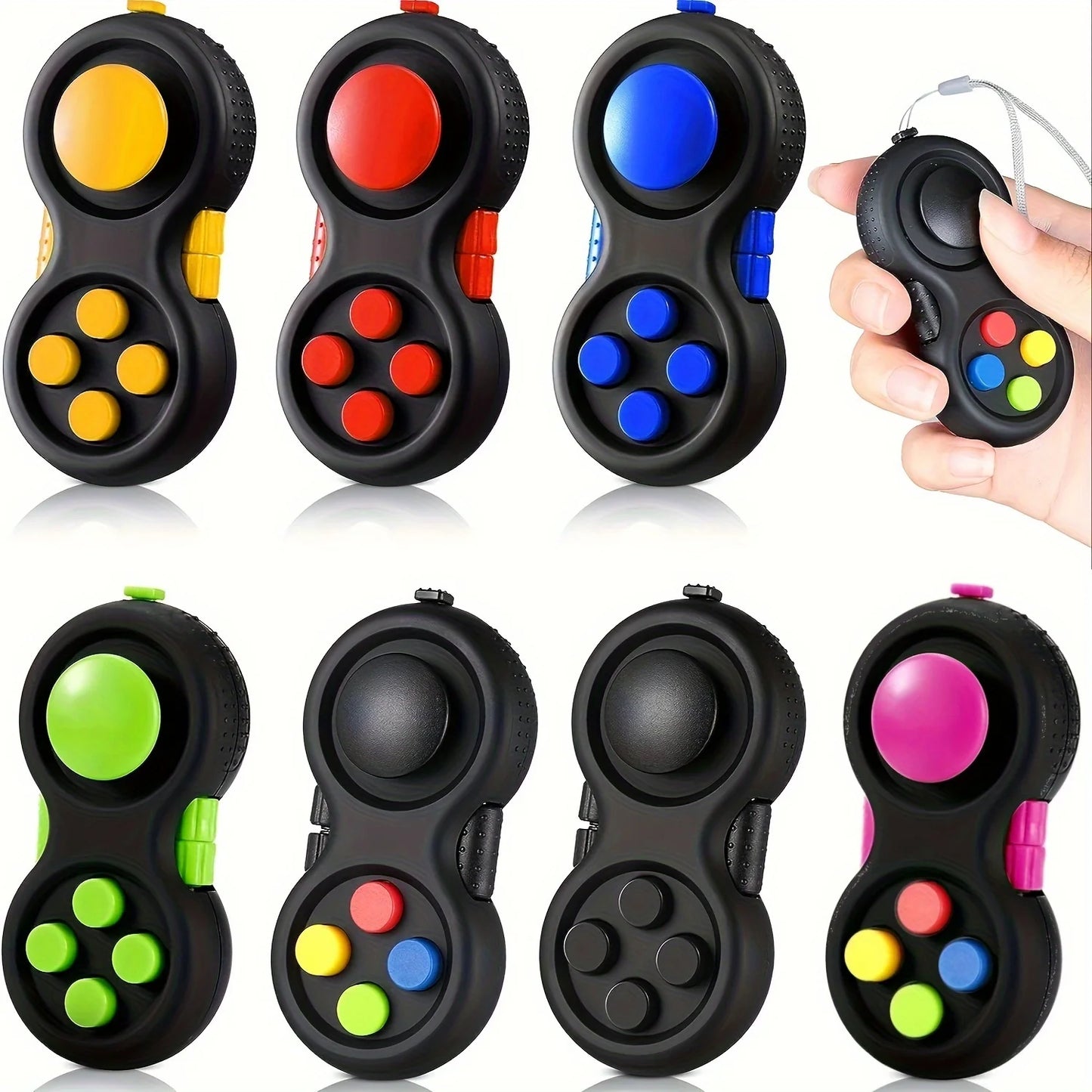 Fidget Pad with 8 Fidget Functions, Fidget Controller Stress Reducer, Fidget Toy Cube Relieves Stress and Anxiety Toys