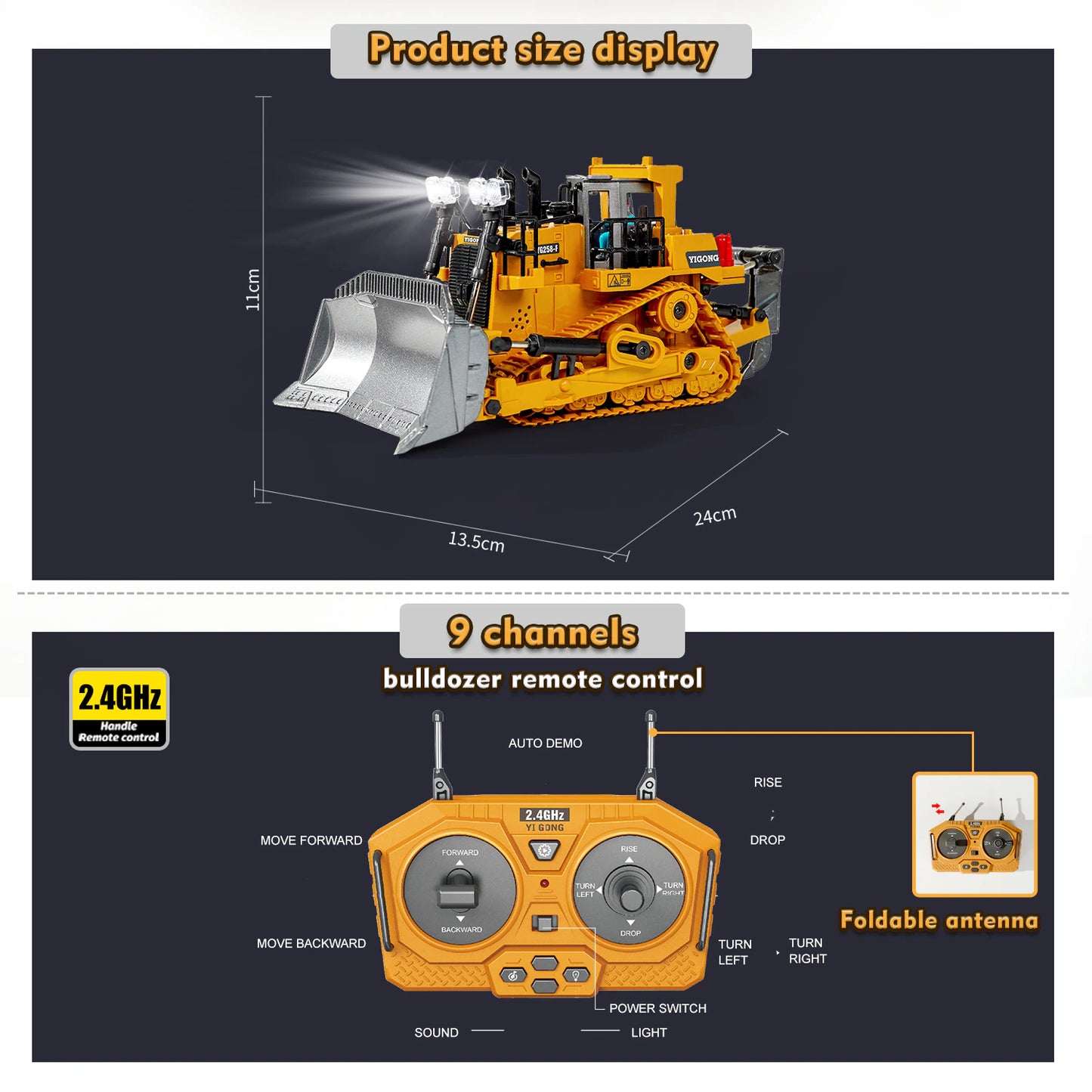  2.4G Remote Control Excavator Dump Truck And Bulldozer Engineering Vehicle Christmas Birthday Gifts